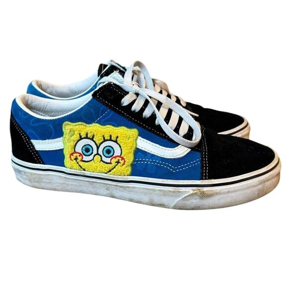 Vans X Spongebob Squarepants Old Skool Sneaker Nickelodeon Smile Patch Sz 8.5/10 - Picture 1 of 12